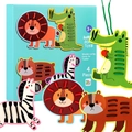 Gioco di infilatura in legno per bambini, set educativo di 4 animali da cucire - Stile Animale