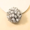 Handmade grey grosgrain ribbon flower hair tie on a minimalist beige base for kids - Light Gray