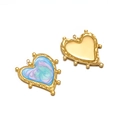 Golden heart-shaped pendant with pink-blue marble enamel and textured metallic finish - Blue Marble Heart