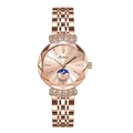 Montre femme or rose avec verre facetté et détails couronne sertis de cristaux - Bracelet en Acier Or Rose avec Cadran Or Rose