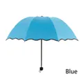 Parapluie pliable bleu ciel avec bords ondulés et protection UV pour soleil et pluie - Bleu Azur