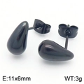 Pendientes de gota negros en acero inoxidable pulido de tamaño 11x6mm - Negro (KE112310-KFC)