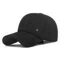 Berretto da baseball invernale nero da uomo in tessuto strutturato con logo in metallo argento - Regolabile / Nero