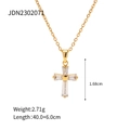 Collana a croce in acciaio inossidabile placcato oro 18K con zirconi rettangolari - Collana a Croce con Zirconi / Oro