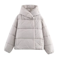 Chaqueta acolchada con capucha para mujer gris claro con acabado mate resistente al agua - S / Blanco Roto