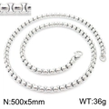 Silver stainless steel box chain necklace in size 500x5mm with a 36g heavy weight finish - Silver 5mm x 500mm (KN230430-Z)