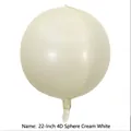 Spherical 22-inch 4D aluminum foil balloon in milky white with a metallic finish - 22 Inch / Cream White