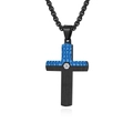 Collana a croce da uomo in acciaio inossidabile con motivo blu e catena nera - Solo ciondolo / Blu