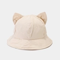Lindo gorro de pescador en lona crema con orejas de gato 3D para protección solar - Beige