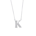 Elegant silver necklace with sparkling zircon-studded letter K pendant on a fine chain - Letter K