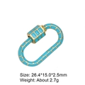 Golden oval screw clasp with turquoise enamel cubes for necklaces and bracelets - Style 78 (Gold Turquoise Enamel Grid Clasp)