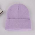 Detailed close-up showing the fine knit texture and soft lavender purple yarn of the beanie - Adult 56-60cm / Light Purple