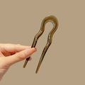 Elegant U-shaped acrylic hair pin in translucent brown for sophisticated bun hairstyles - Approx. 13cm / Smoke Gray