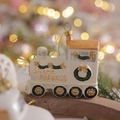 Creamy ceramic Santa Express train ornament with gold trim for Christmas tree - Christmas Train