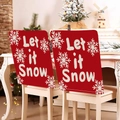 Red Christmas chair covers with white snowflake pattern and Let it Snow text design - Red White Snowflake Word (YT01-21)