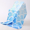 Blue and white gradient beach towel with wave pattern and high-quality lockstitch edges - E-Blue and White Gradient Sea Wave