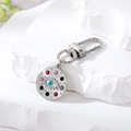 Bohemian silver metal evil eye keychain with blue center and colorful crystal rhinestones - Silver Minimal Rhinestone Blue & White Eye