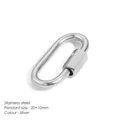 Silver stainless steel oval screw clasp connector pendant for jewelry, size 20x10mm - 20x10mm / Silver