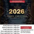 Golden 2026 Merry Christmas static window cling for festive glass door decoration - 2026 Greeting Style / Small 25*15CM