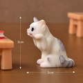 Miniature white and grey spotted resin cat figurine, size 3cm x 3cm for micro landscapes - No.13 Calico Cat On Desk