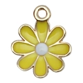 Daisy pendant jewelry charm in yellow and white enamel with golden metal frame - 1pc Yellow Enamel Small Daisy 15x18mm