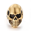 Gothic skull ring in matte gold finish with brushed metal texture and punk style - US 8 / Brushed Gold
