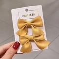 Paio di fermagli per capelli con fiocco in gros-grain giallo zenzero per bambine - Giallo zenzero (1 Paio)