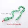 Green plush snake toy with yellow wave patterns and catnip, 52cm long for cats - Green Striped Snake