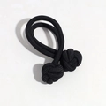 Pair of black woven elastic hair ties with floral knot design on a white background - Thick High Elastic / Black
