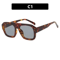 Übergroße quadratische Sonnenbrille in Schildpatt-Optik mit grauen Gläsern C1 - Leopard-Rahmen Graue Gläser
