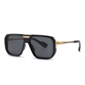 Vintage Pilotenbrille mit schwarzem Rahmen, goldenem Steg und dunkelgrauen Gläsern - Goldener Rahmen Graue Gläser
