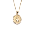 Collier cœur couronne plaqué or avec pendentif halo en zircone sur chaîne à mailles - Sacré-Cœur Ovale avec Couronne / Doré