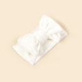 Soft white ribbed knit baby headband featuring a corduroy style textured bow detail - 18.5*8.5cm / White