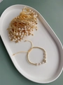 Freshwater pearl bracelet with gold beads and star charm on a beige woven rope - Style A (Gold Star Pendant)
