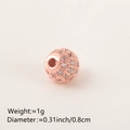 Rose gold round spacer bead with pavé white cubic zirconia for DIY jewelry making - 8MM White Zirconia Rose Gold Plated