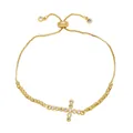 Bracciale a croce dorata regolabile con zirconi cubici e catena a scatola scorrevole - Stile D
