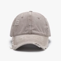 Vintage washed light grey cotton baseball cap with distressed brim and six-panel design - Adjustable / Khaki