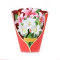 3D pop-up greeting card featuring a vibrant pink lily flower bouquet for Mothers Day - Lily
