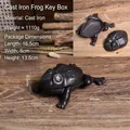 Vintage cast iron frog key storage box in antique black finish for home decor - Cast Iron Frog Key Box 5842