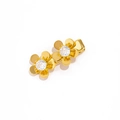 Elegant gold double flower hair clip featuring sparkling clear gemstone centers - F730M-Gold Double Flower Rhinestone Bobby Pin