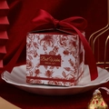Elegante rote quadratische Hochzeits-Geschenkbox mit Seidenband und goldener Aufschrift - Groß (8.5*8.5*8.5CM) / Burgunderrot mit Band