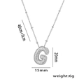 Silver micro-paved zircon letter G pendant necklace with 40+5cm chain dimensions - Steel Color Letter G with Zirconia