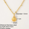 Golden shell pendant necklace in stainless steel with detailed product dimensions - Shell(1888)