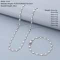 Conjunto de collar y pulsera con colgante de corazón de plata pulida y cadena de eslabones - Pulsera 20CM / Color Acero