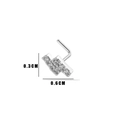 L-shaped silver nose stud with zircons measuring 0.3 cm high and 0.6 cm wide - No.6 Silver Lightning (HSPJ0149)
