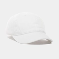 Detail of high-density cotton twill fabric and six-panel stitching on white baseball cap - Adjustable / White