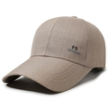 Khaki long-brim baseball cap with black FS FASHION embroidery on textured fabric - Adjustable / Khaki