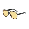 Lunettes aviateur rétro avec monture noire à double pont et verres jaunes clairs - Monture Noire Verres Jaunes