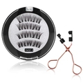 Reusable 4-magnet natural false eyelashes set DWSP-4 with rose gold applicator tool - DWSP-4 Style With Black Applicator Set