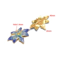 Vergoldete Blumenanhänger mit türkisem Emaille-Detail, 40mm Größe für DIY-Halsketten - Blatt / 26*40mm / Blau